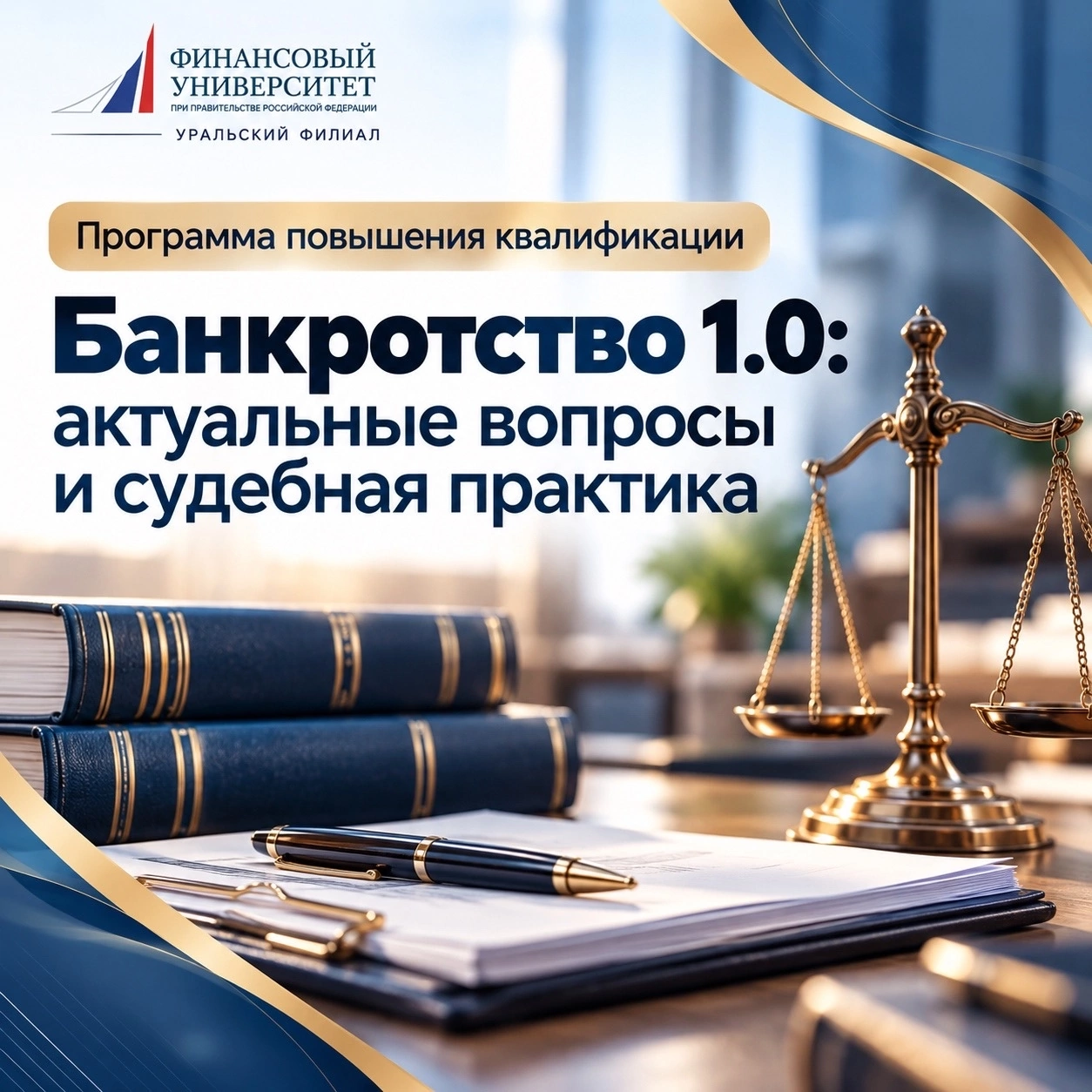 24-25 октября 2026 г. очное обучение (с применением дистанционных технологий) по программе повышения квалификации «Банкротство 1.0: актуальные вопросы и судебная практика»