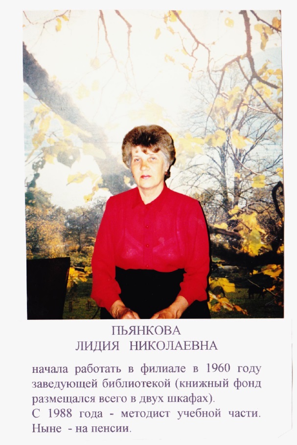 Л. Н. Пьянкова - первый библиотекарь в истории филиала