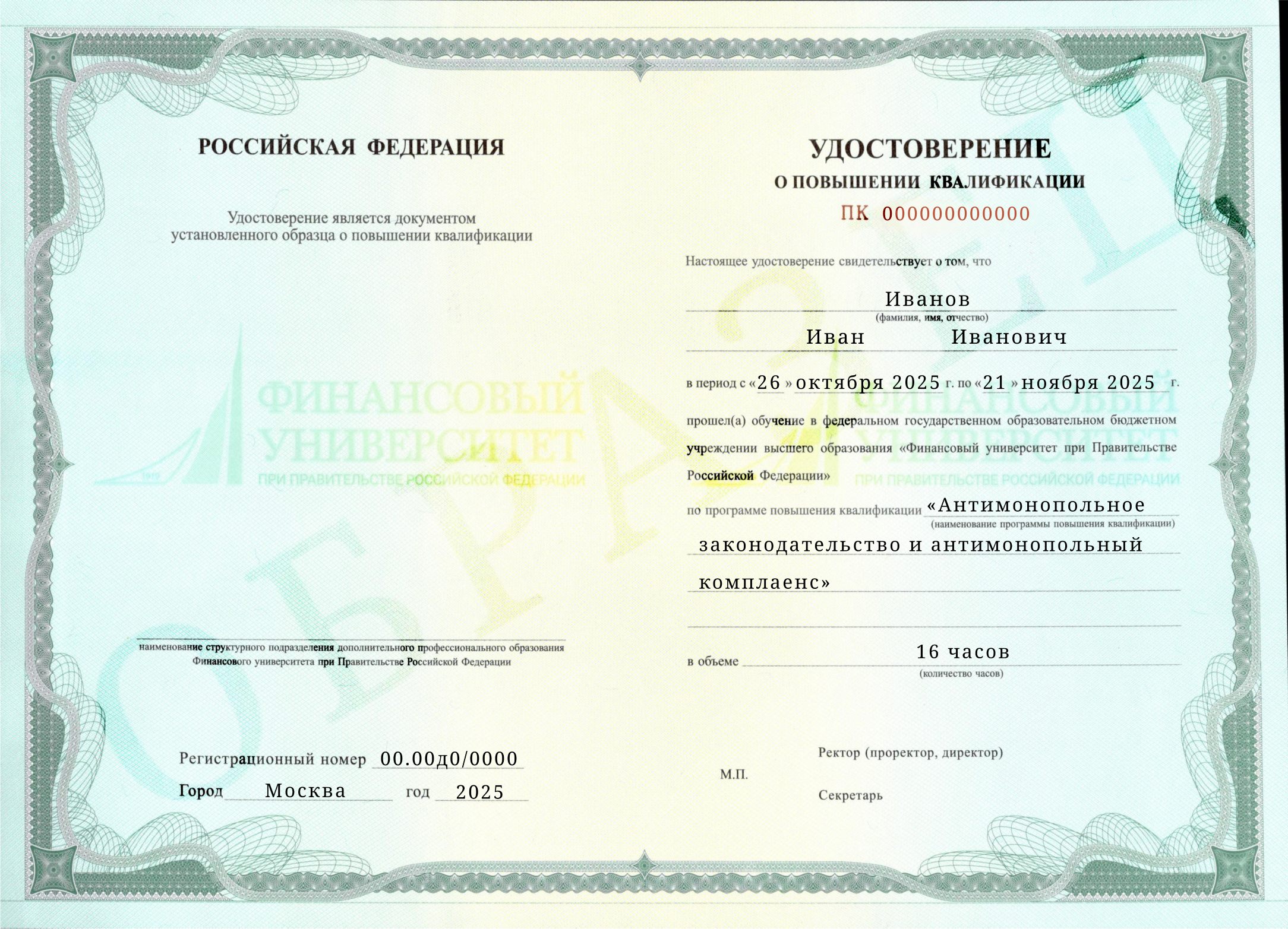 Документ, который Вы получите