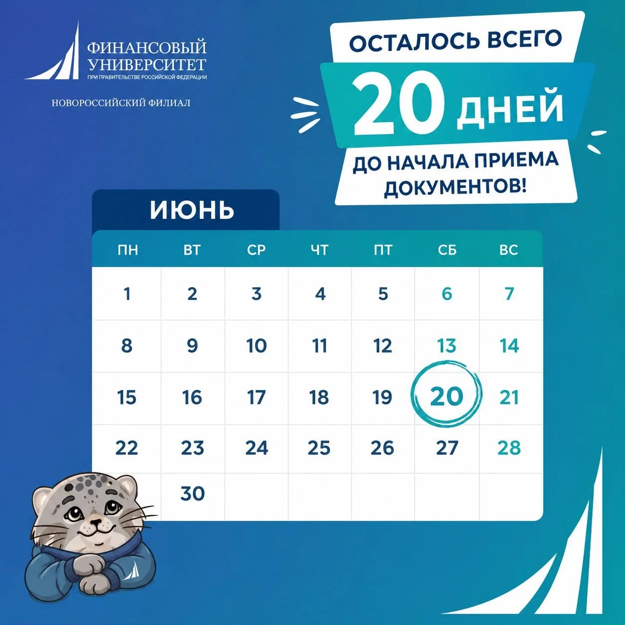 До старта приемной кампании осталось 20 дней!